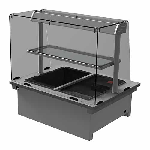 Drop-in dry heat bain-marie with square glass, model D2BMDSL