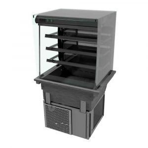 Drop-in refrigerated display with Square Glass and Open Front, model D2RDSLFC