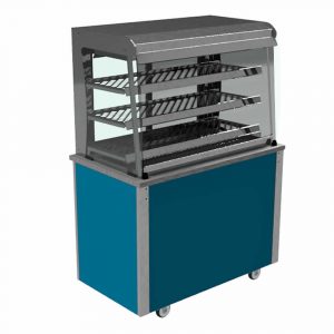 Grab and Go Ambient Display Curved glass type, closed front with LED illumination and rear slidng doors, model VC3GAF