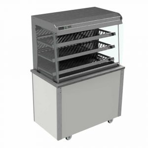 Grab and Go Ambient Display Curved glass type, open front with LED illumination and solid back, model VC3GAFC