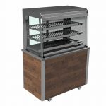 Grab and Go Ambient Display square glass type, closed front with LED illumination and rear sliding doors, model VC3GASLF