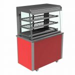 Grab and Go Display Heated Curved glass type, open front with LED illumination and rear sliding doors, model VC3GH