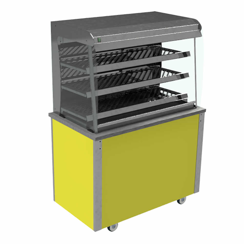 Grab and Go Display Heated Square glass type, open front with LED illumination and closed back, model VC3GHSLFC