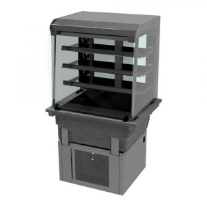 3 shelf drop-in refrigerated display with curved glass and closed front, model D2RDF