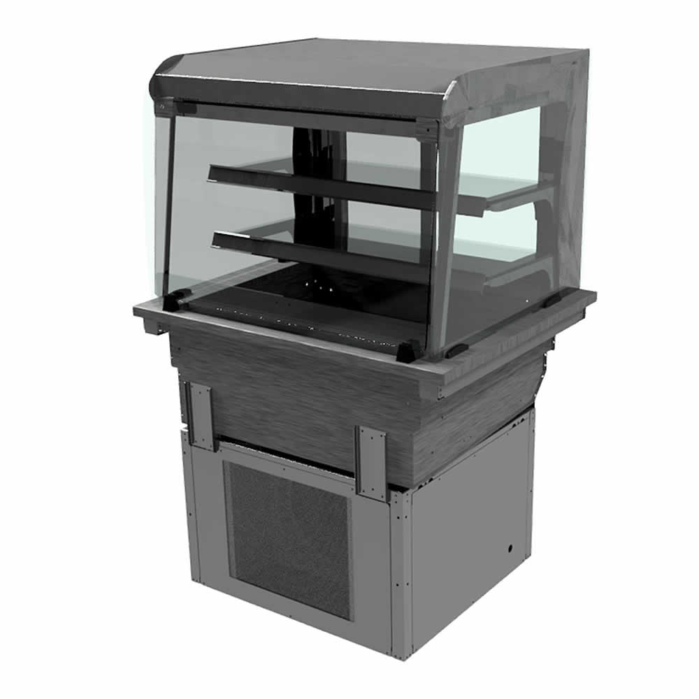 2 shelf drop-in refrigerated display with curved glass and closed front, model D2RDLF