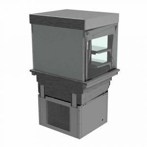 2 shelf drop-in refrigerated display with square glass and roller shutter, model D2RDLSA