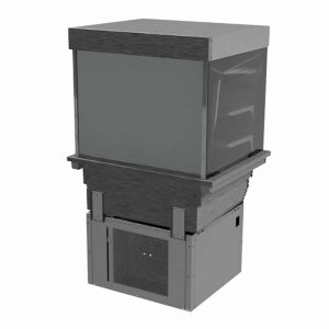 2 shelf drop-in refrigerated display with square glass, roller shutter and front control (solid back), model D2RDLSAFC