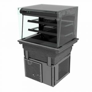 2 shelf drop-in refrigerated display with square glass and front control (solid back), model D2RDLSLFC
