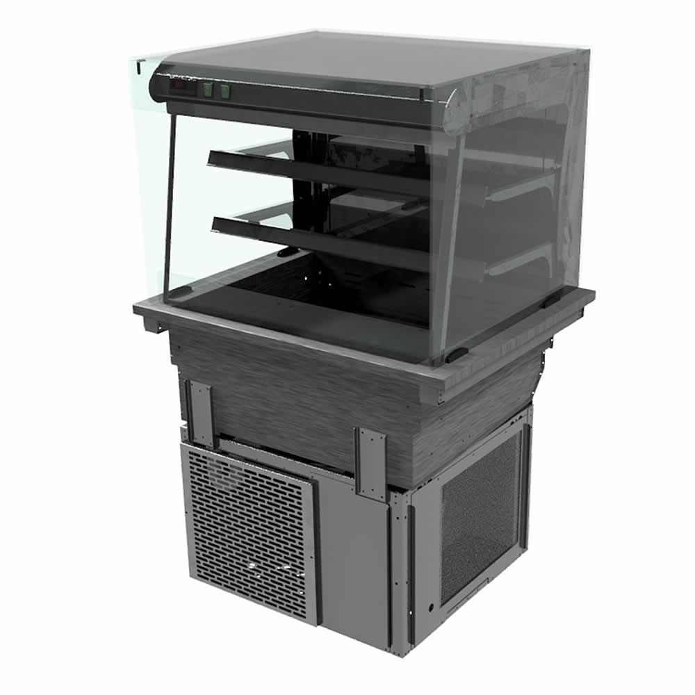 2 shelf drop-in refrigerated display with square glass and front control (solid back), model D2RDLSLFC