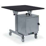 Room service table shown with food warmer, model A0003